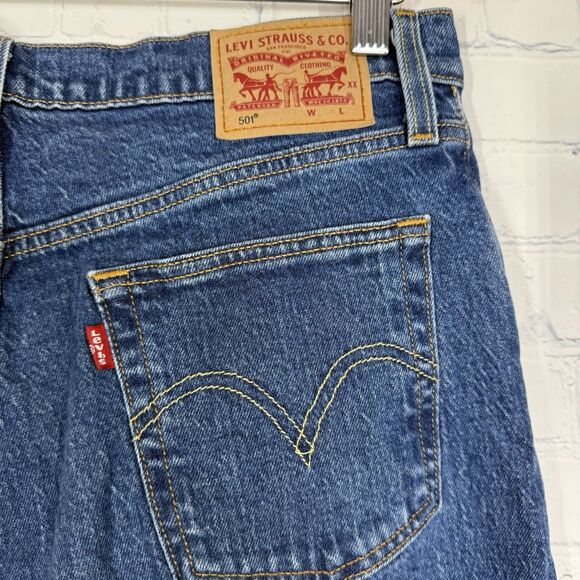 Levis 501 Jeans Button Fly Women Size 29 Medium Washed Denim Straight Leg Pants - Picture 8 of 13